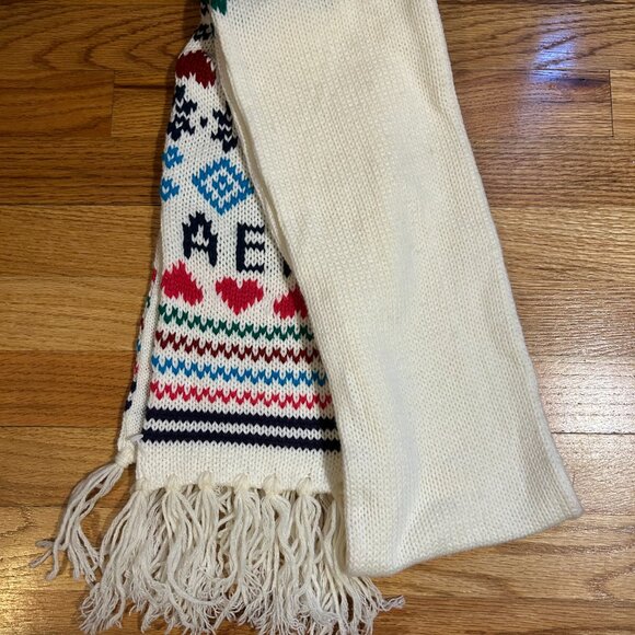 NWOT Womens Juniors Aeropostale Ivory Multicolor Fringed Scarf OS - Picture 3 of 5
